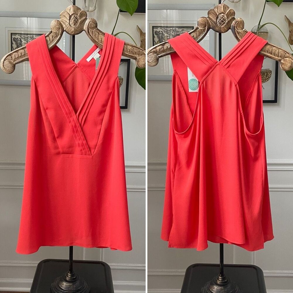 NWT Cooper & Ella Coral Orange Tank Sleeveless Blouse Shell $128 M